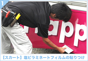 アドトラック【スカート】塩ビラミネートフィルムの貼りつけ